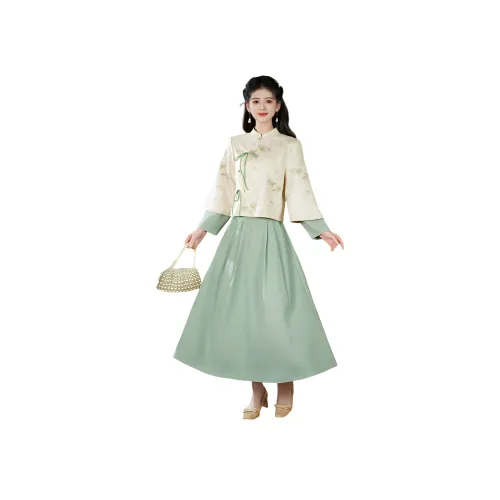 HUICUIGE Экрю Женские Комплекты с Юбкой