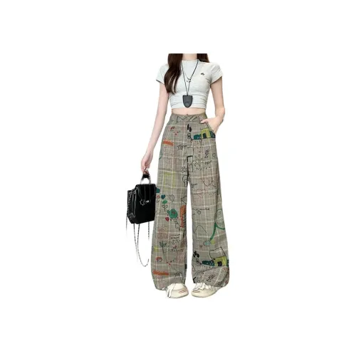 Garbege Серый хаки цвет Женские повседневные брюки