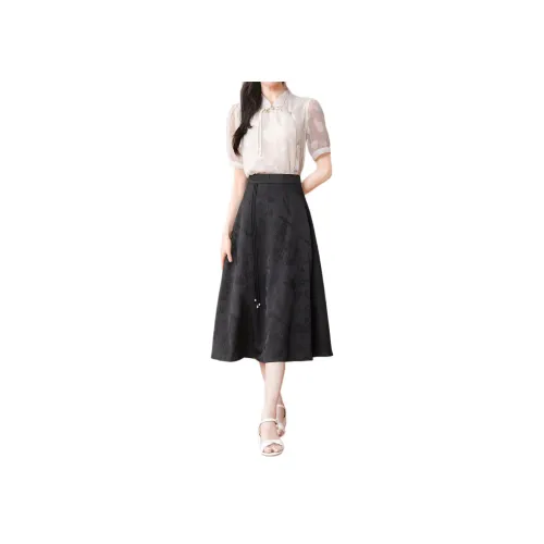 Like The Age Of Water Повседневный Длинный Юбка Женские Черный