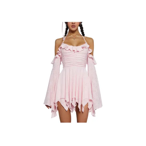 Dolls Kill Розовый/Розовый Женские Длинные Платья с Рукавами