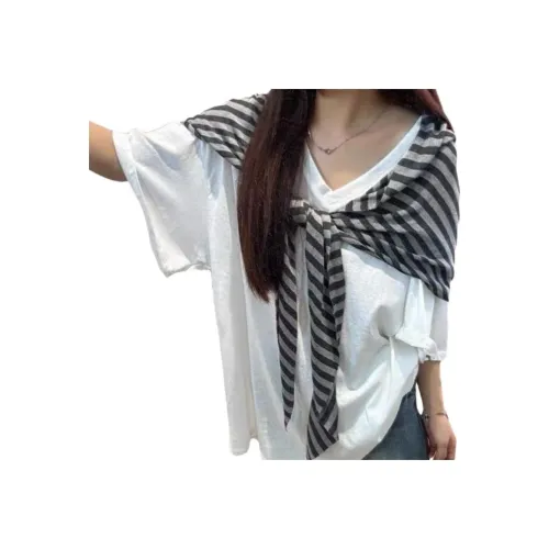 FUSHENG Белый [3D-эффект Кружево Вверх] Прозрачные Женские Рубашки T