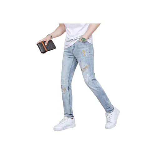 UOOHE Синие Унисекс Джинсы