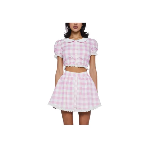 Dolls Kill Sugar Thrillz Smore Sweetness GINGHAM Блузка CROP TOP Женские GINGHAM Клетчатый