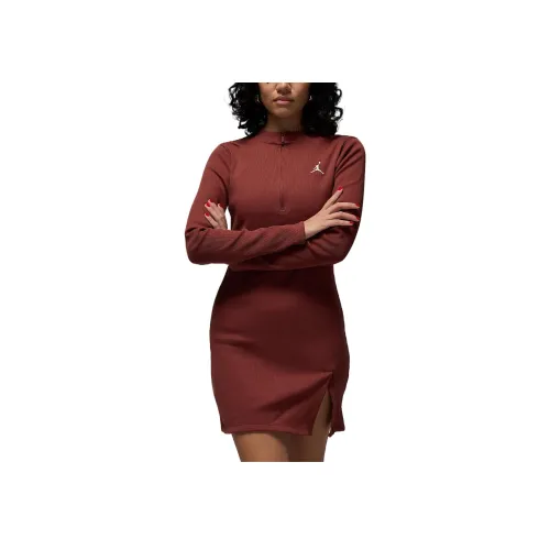 Jordan Jumpman Длинное платье с длинными рукавами женское темно-красное
