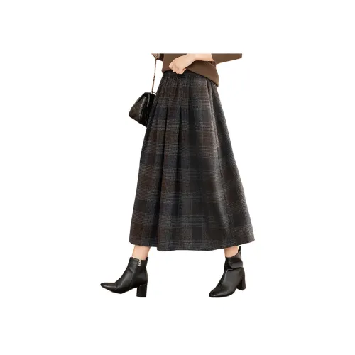 Cypress House Повседневный Длинный Юбка Женская Темно-Синяя Клетка