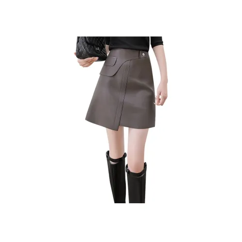 Cypress House Повседневные короткие юбки Женские Серый Кофейный