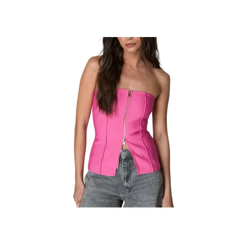 NASTY GAL Бинт Zip Передняя часть Бандо Топ Без бретелей Топ Женские Розовый