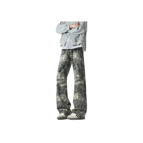 KAIZZGAO Moss Green Men's Jeans KAIZZGAO Мох Зеленый Мужские Джинсы