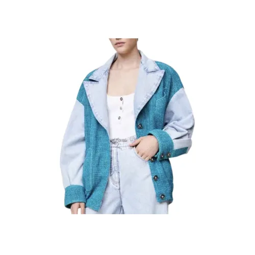 CHANEL 22 Осенний Зимний Новый Приход Деним Куртка Женская Синяя