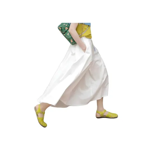 Wbwq Белый Женские Повседневные Длинные Юбки