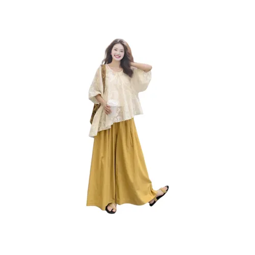 Wbwq Белый/Желтый 3 шт Женские Повседневные костюмы