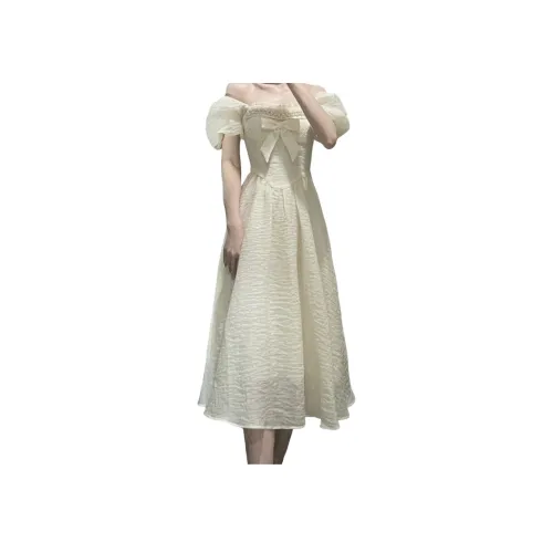 YICHEN Абрикос Длинный Юбка Женские Короткий Рукав Платья