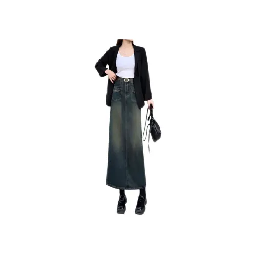 Wooden Rabbit Деним Длинный Юбка Женские