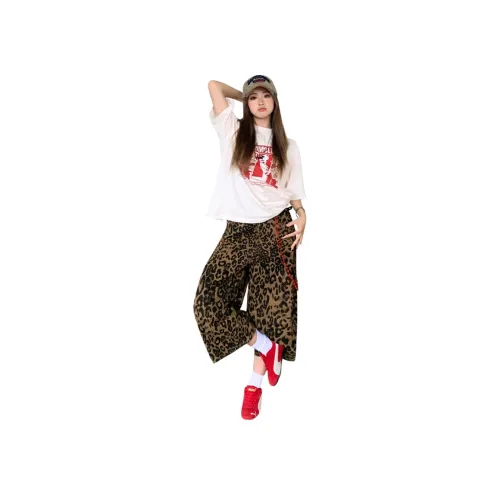 ZXBY Леопардовый принт Женские Джинсы