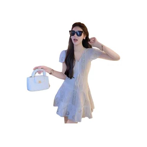 Fish Rabbits Короткий рукав платье женское