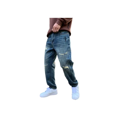 FUERZA Светло-синие Унисекс Джинсы