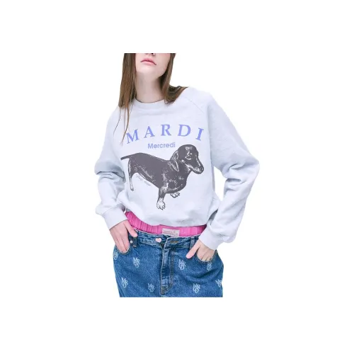 MARDI MERCREDI Dachshund Puppy FW24 Свитшот Реглан DDANJI_Heather Фиолетовый Свитшот Корейский стиль Женский Серый Фиолетовый