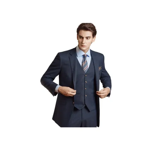 BUSYCON Темно-синий Синий Мужской Деловой костюм