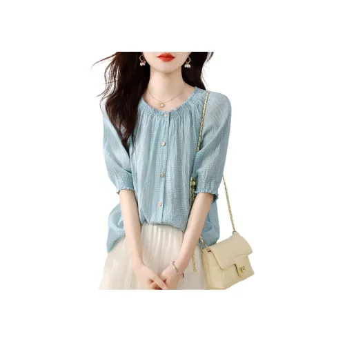 Синий, женские рубашки