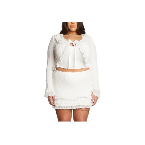 Dolls Kill Sugar Thrillz Плюс Mistletoe Moves Кардиган Комплект Повседневный Костюм Женские Off Белый Серый Белый