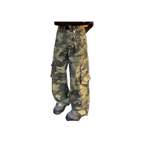 FALIAMS Карго-брюки Унисекс Камуфляж Зеленый