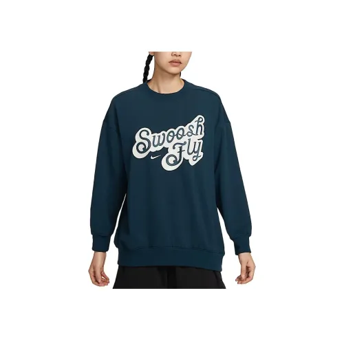 Nike Dri Fit Swoosh FLY OVERSIZE Толстовка Женская Арсенал Темно-Морской Синий Свет Земляной Коричневый