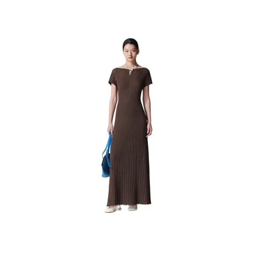 LANCY Темный кофейный Женские Короткие Платья с Рукавами