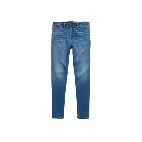 AMERICAN EAGLE Синий с Белым Lettering Мужские Джинсы