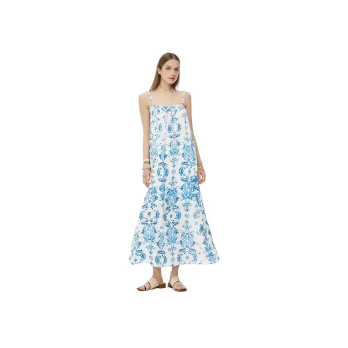 GOELIA 8DD Exotic Синий Штрих кисти Принт Женские Слиплатья