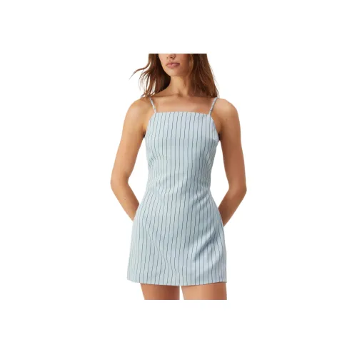 NASTY GAL Полоска Саржа Tailored Strappy Мини Платье Slip Платье Женское Светло-Синий