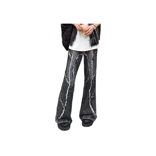 REXSHION Черно-серый цвет унисекс джинсы