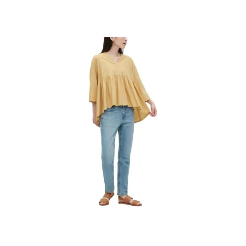 UNIQLO Абрикосовый желтый Женские Рубашки