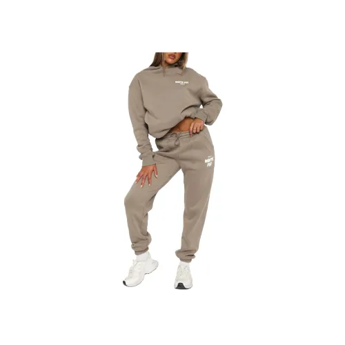 WHITE FOX Серые Женские Вязаные Тренировочные Брюки