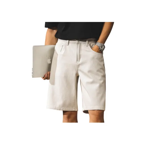 JIELEINUO Экрю Унисекс Джинсовые шорты