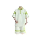 K70 Бежевый Зеленый (Короткий рукав рубашка + шорты)