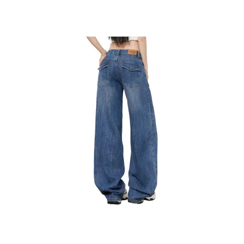 Розовый джинсы женские винтажный синий