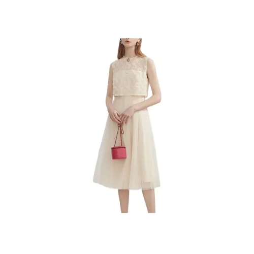 Caroline Без рукавов Платье Женское Бежевое