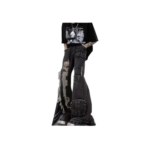 TESTUNG Черный Унисекс Джинсы