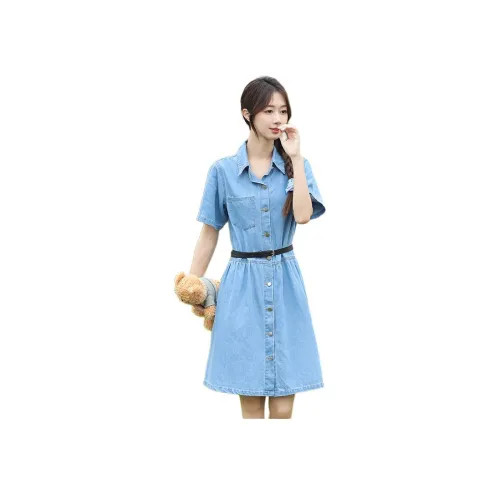 QIAOMONVHAI Короткое платье с короткими рукавами женское