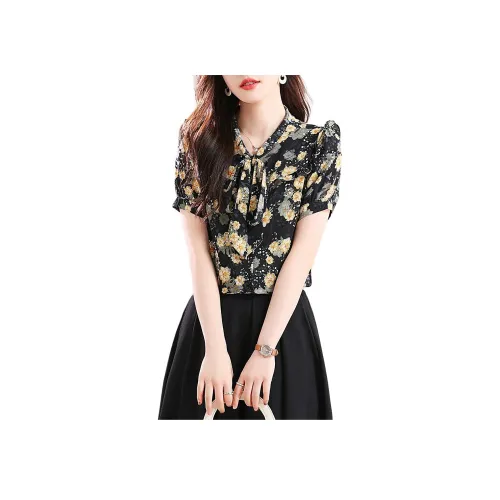 PASSCODIO Рубашка Женская Черный Цветок