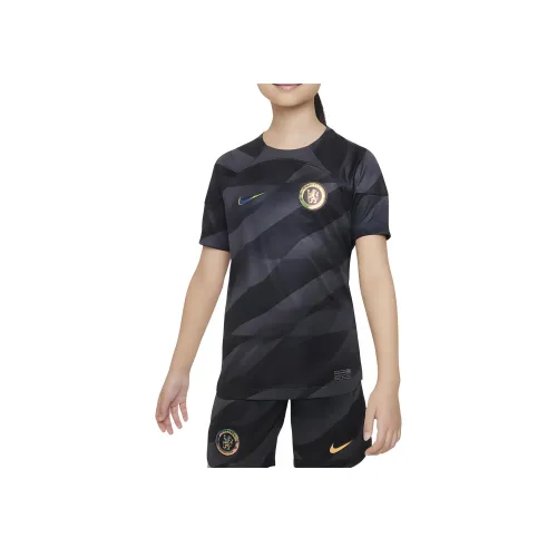 nike Dri Fit Sport T Рубашка Челси F.C. 2023 24 Stadium Goalkeeper Темно-серый Темно-серый Клуб Золотой Подростки
