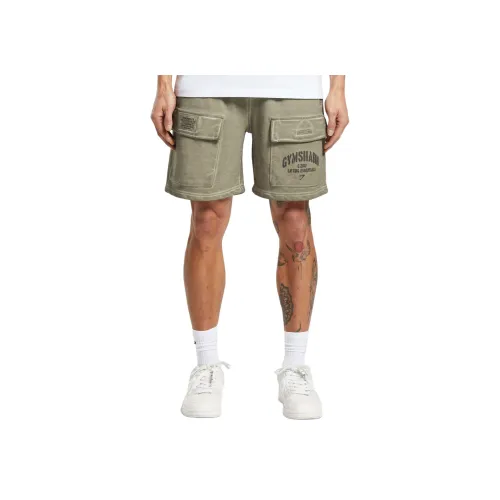 GYMSHARK Тяжелые промытые карго шорты карго шорты мужские зеленые