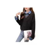 Черный свитшот из трикотажа с эффектом двухслойности