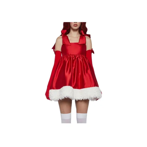 Dolls Kill Sugar Thrillz Merry Платье бэбидолл And Перчатки Набор Комплект с юбкой Женские Красный Красный