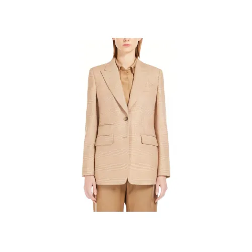 MaxMara Unghia Коллекция Шерсть и Кашемир Одинарный Брейстер Бизнес Костюм Пальто Женское CAMEL