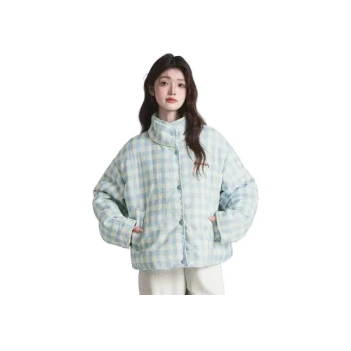 GEZITAI Синий Клетка Женская Пуховая Куртка