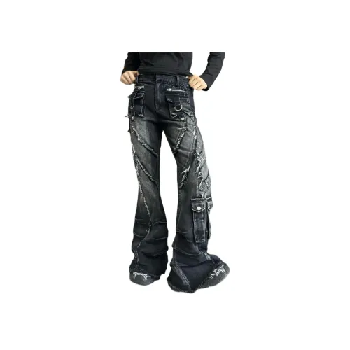 MORii Черный Серый Цвет Унисекс Джинсы