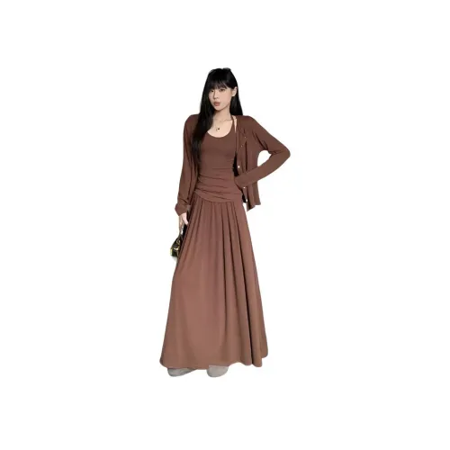 BVODE Кофе Майка Кардиган + Кофе Юбка Женские Комплекты с Юбкой