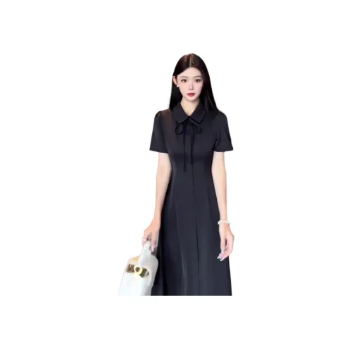 QIAOMONVHAI Короткое платье с короткими рукавами женское