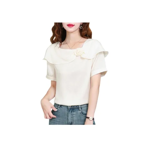 YICHEN Экрю Женские Рубашки T